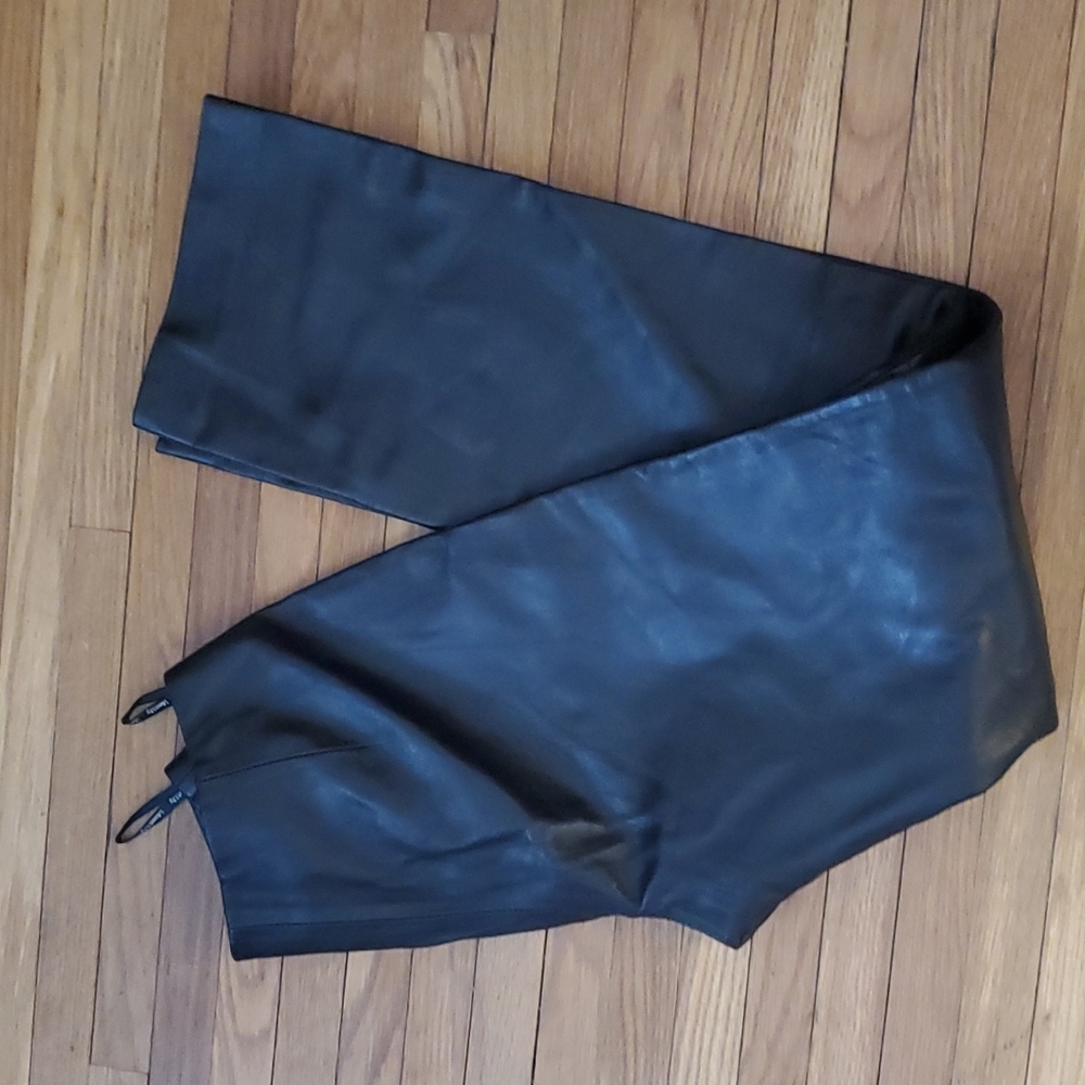 Women's Straight Leg Leather Pants - Black - Picture 10 of 11